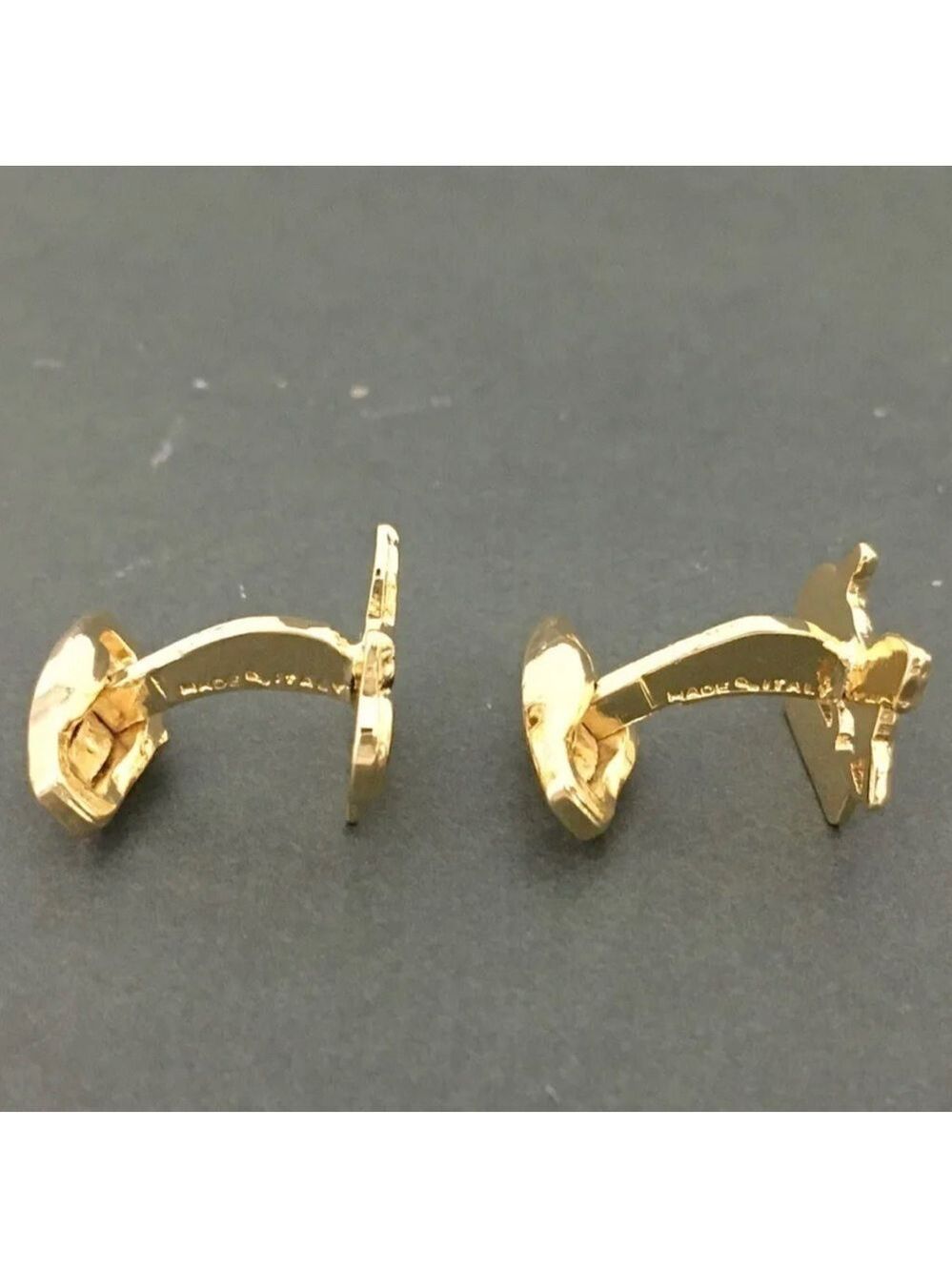 CELINE HORSE CARRIAGE GOLD TONE CUFF LINKS VINTAGE ITALIAN LUXURY ACCESSORY - Picture 5 of 6